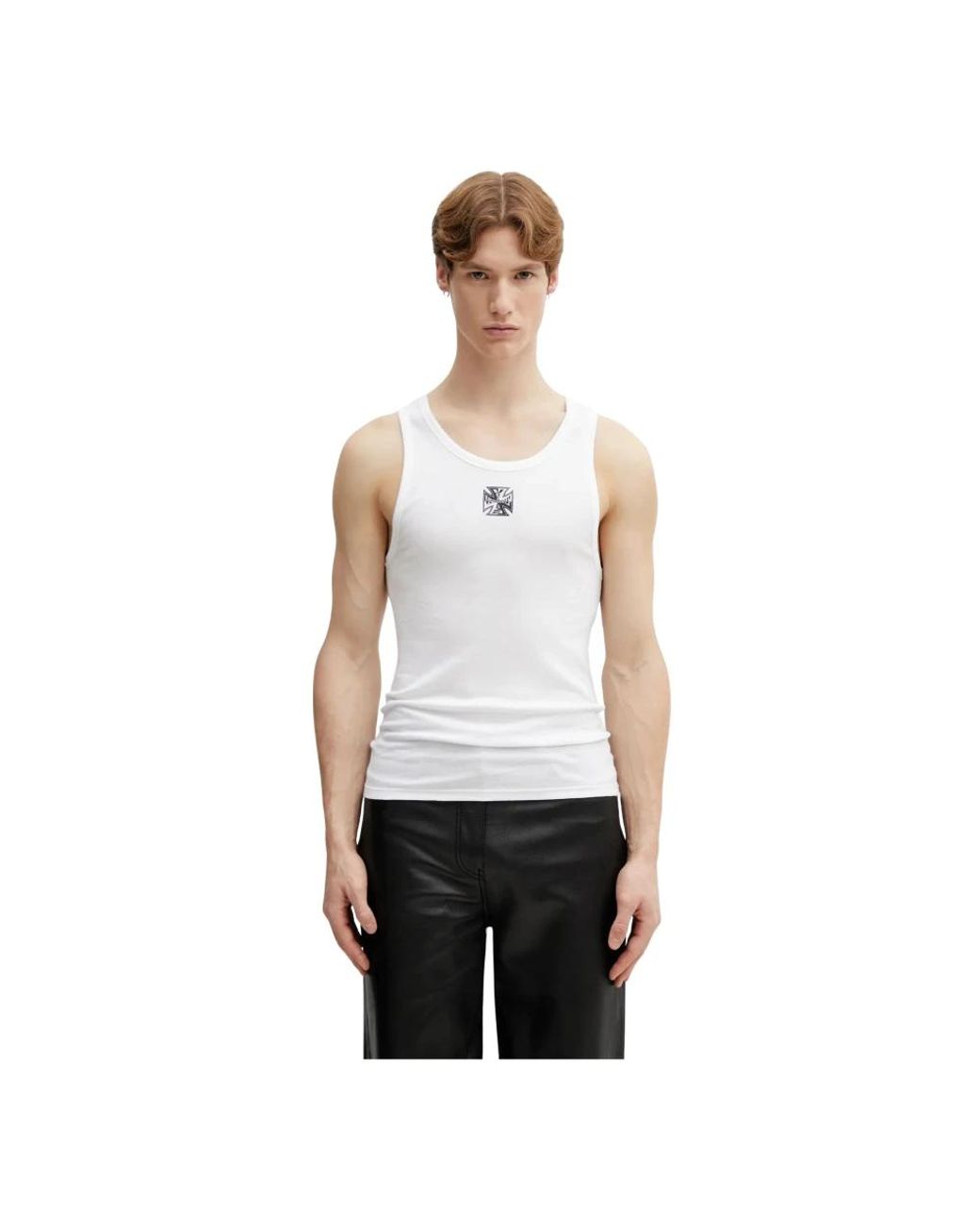 Vetements Biker Cross Logo Tanktop in het White voor heren