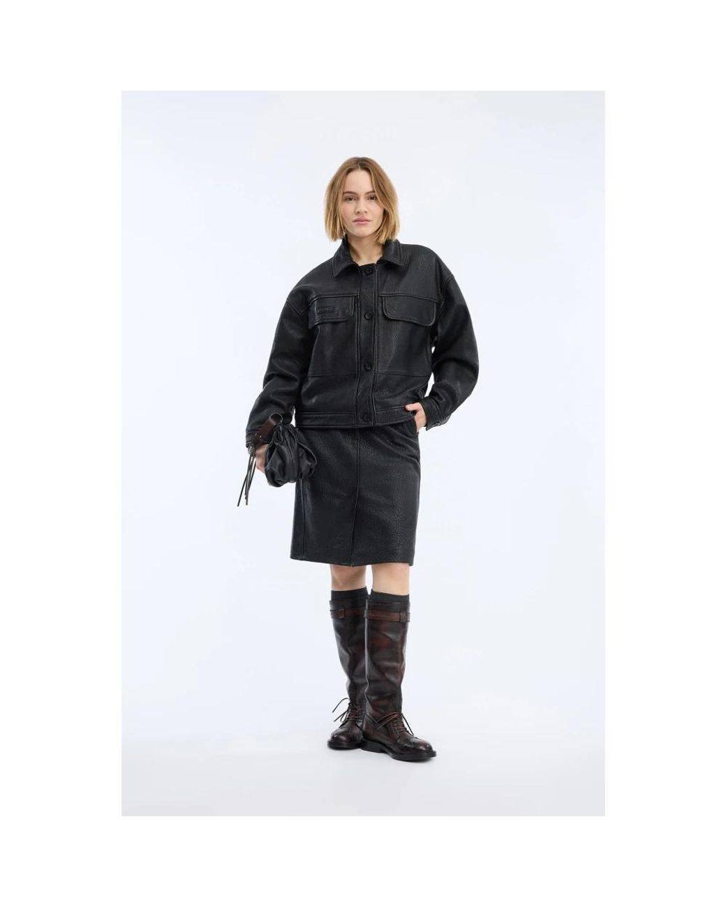 Munthe Black Leather Jackets