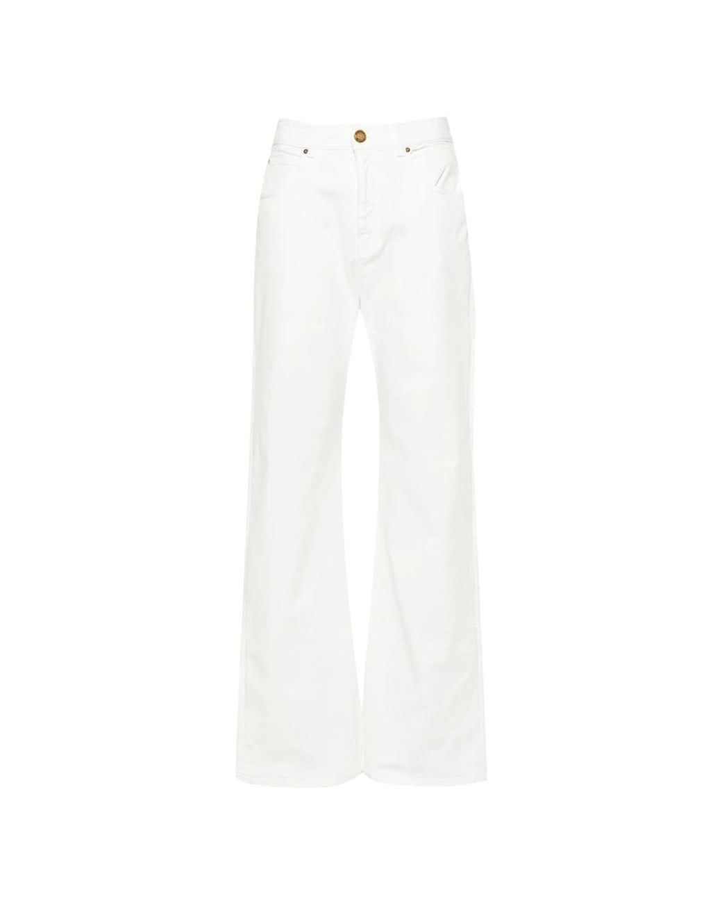 Pinko White Wanda High-Rise Wide-Leg Jeans