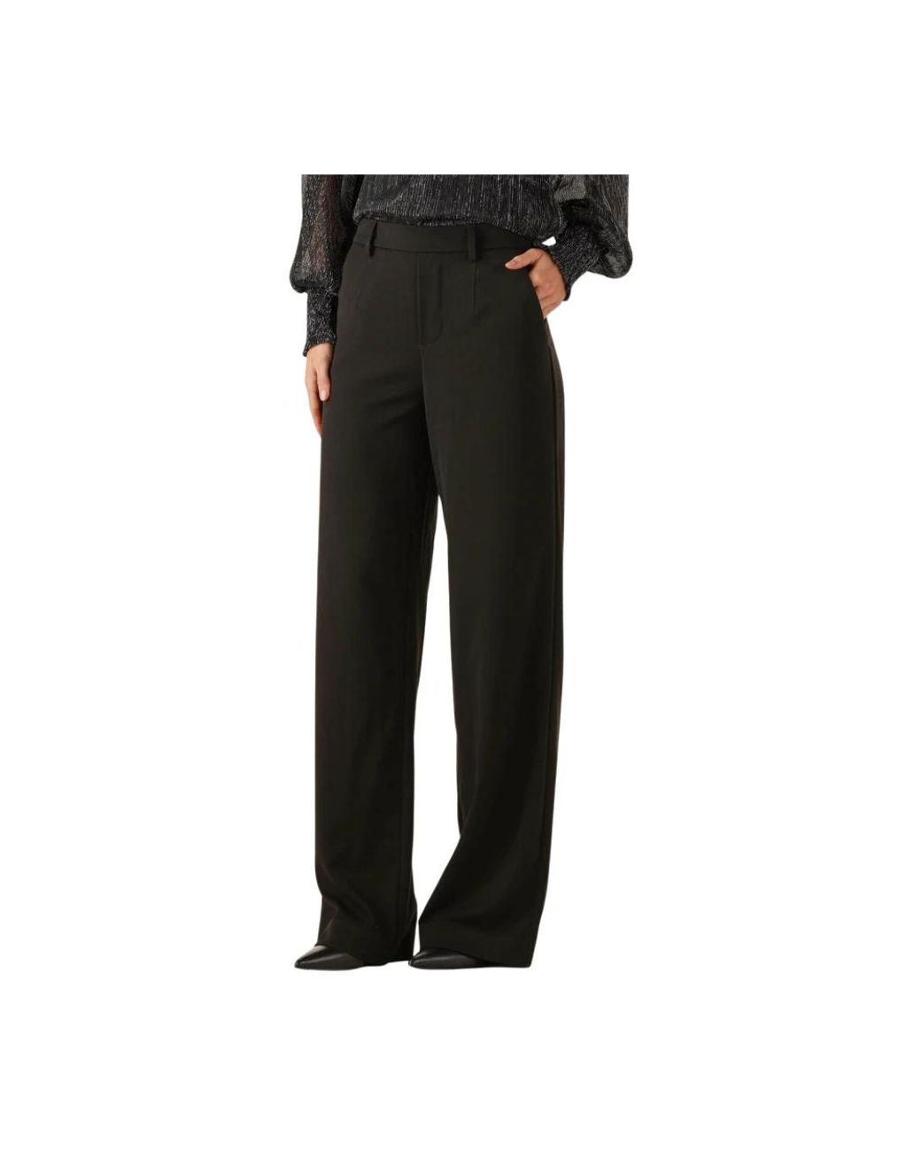 Object Broeken ,Zwart ,Polyester Objlisa Wide Pant Tall in het Black