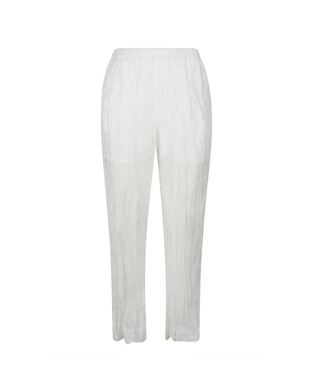 LA PISCINE Gekreukte Broek Set in het White