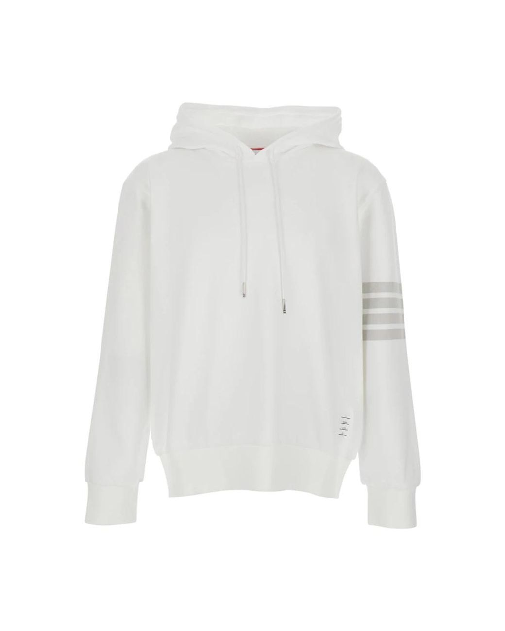 Thom Browne Solid Loopback 4-Bar Hoodie in het White voor heren