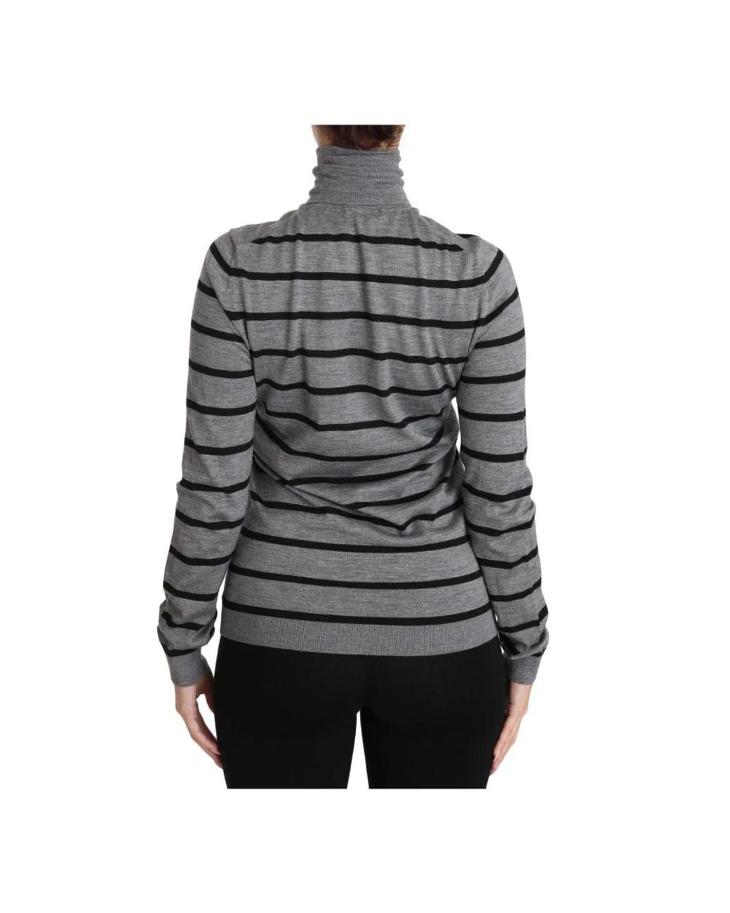 Dolce & Gabbana Black Gray Cashmere Silk Turtleneck Sweater