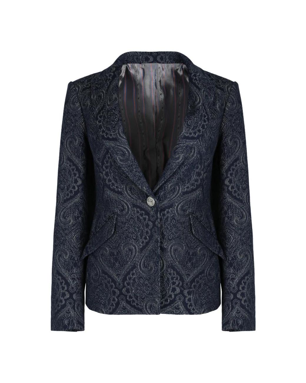 Etro Jassen ,Blauw ,Denim Denim Jacquard Jacket in het Blue