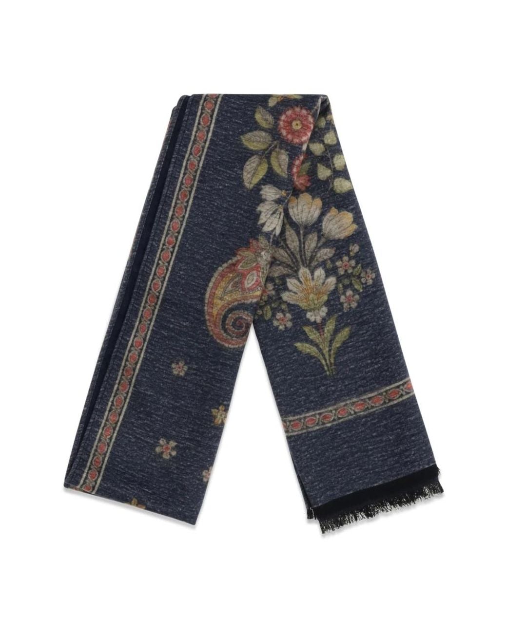 Kiton Blue Seidenschal Mit Fransen
