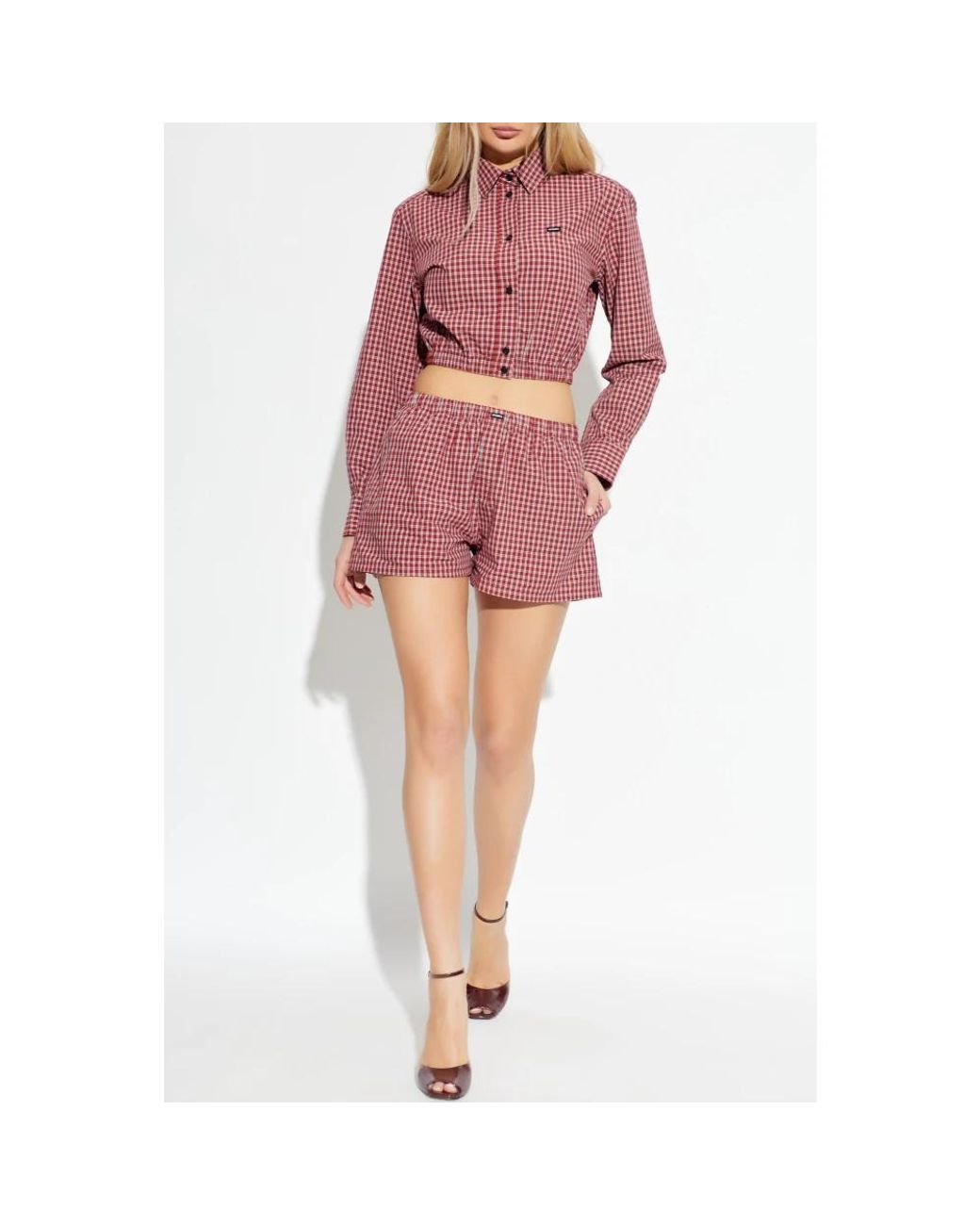 Vetements Red Shorts Mit Karomuster