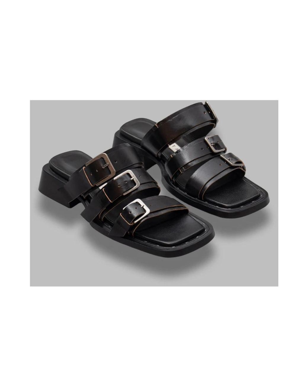 Miista Black Heeled Mules