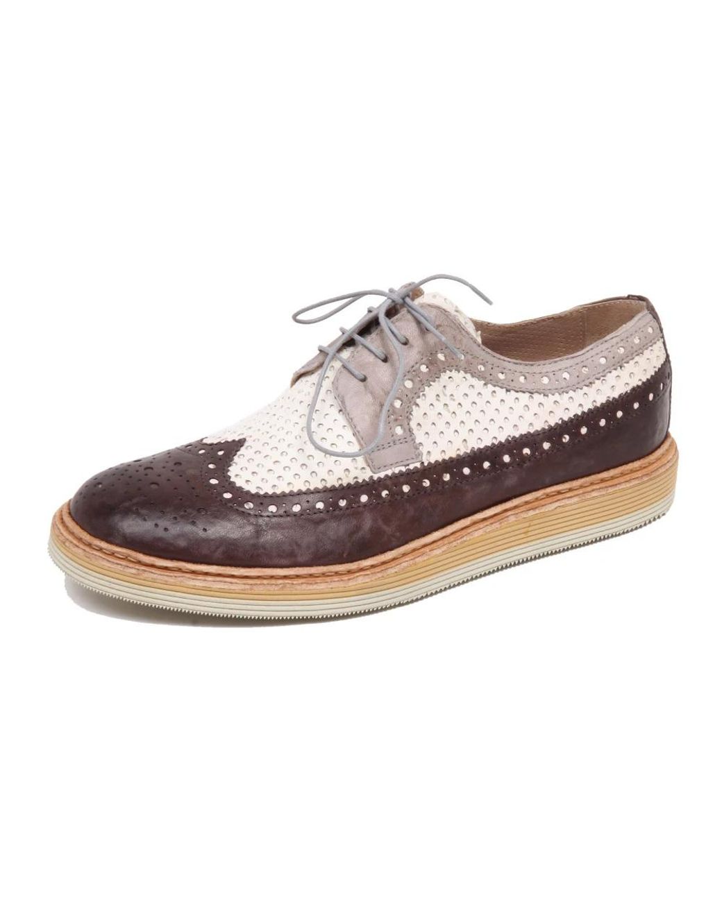 Corvari Schoenen ,Veelkleurig ,Vintage Effect Schoen in het White voor heren
