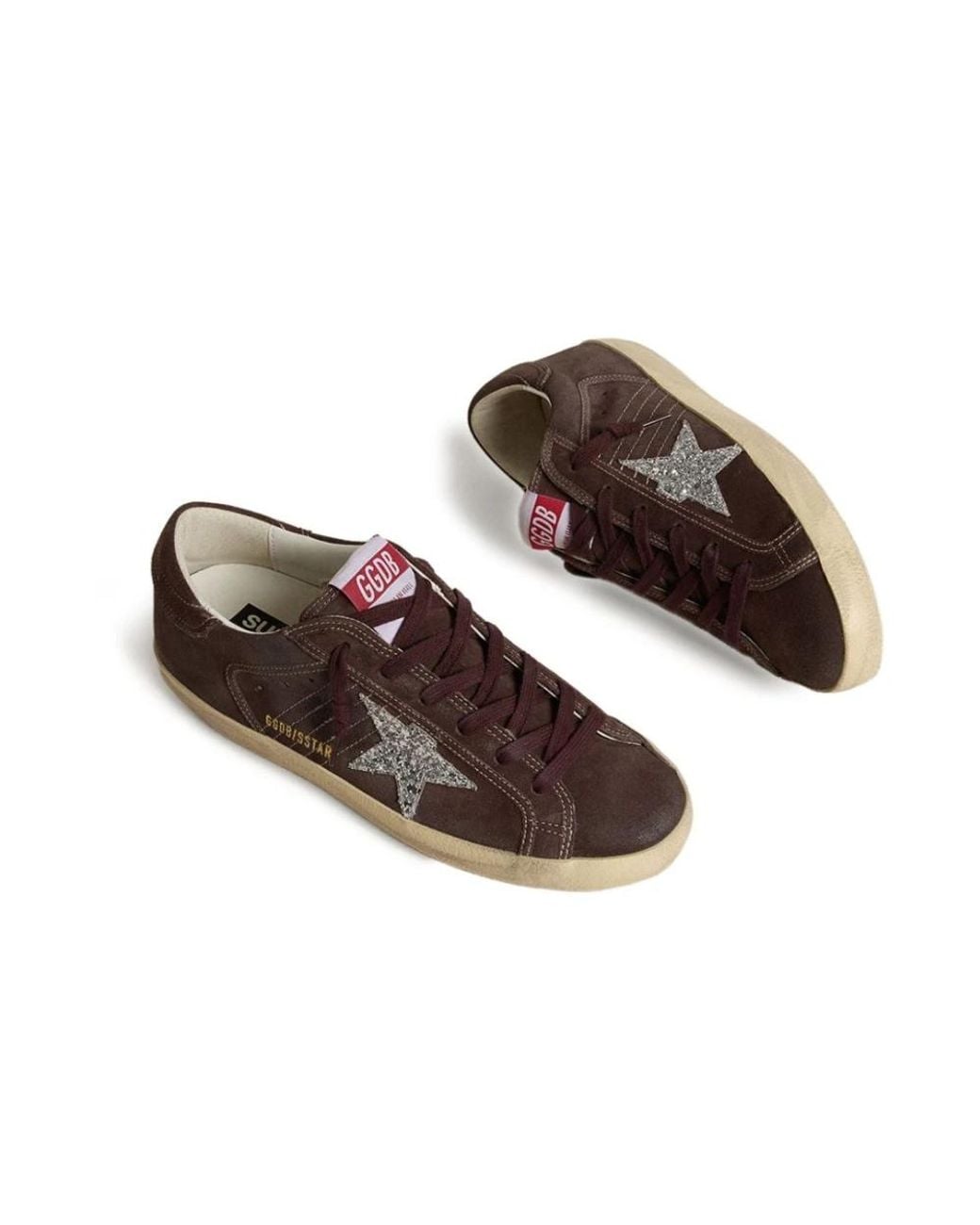 Golden Goose Deluxe Brand Brown Super Star Sneaker With Glitter Star