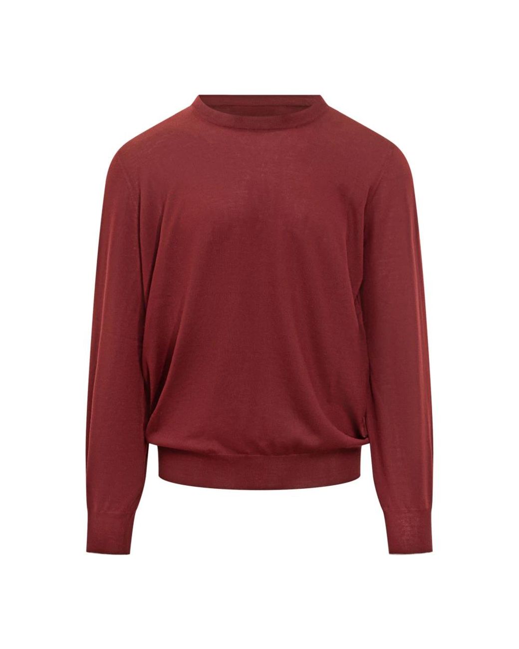 Brunello Cucinelli Red Crewneck Knitted Jumper for men