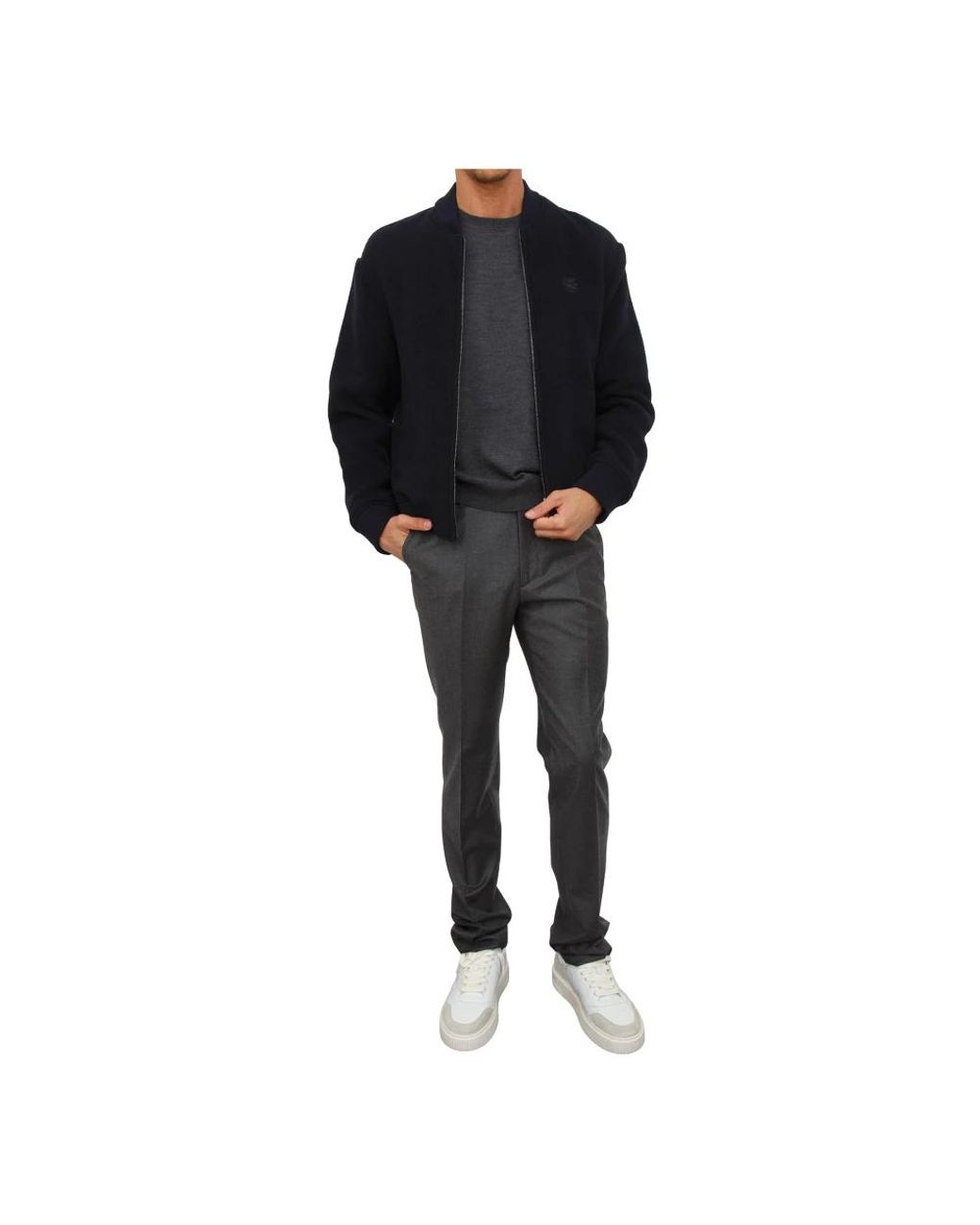 Etro Gray Round-Neck Knitwear for men