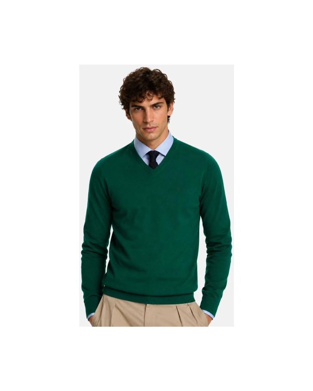 Carolina Herrera Green V-Neck Knitwear for men