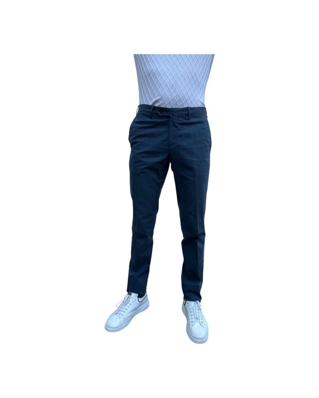 PT Torino Broeken ,Blauw ,Katoen Stretch Chinos in het Blue voor heren