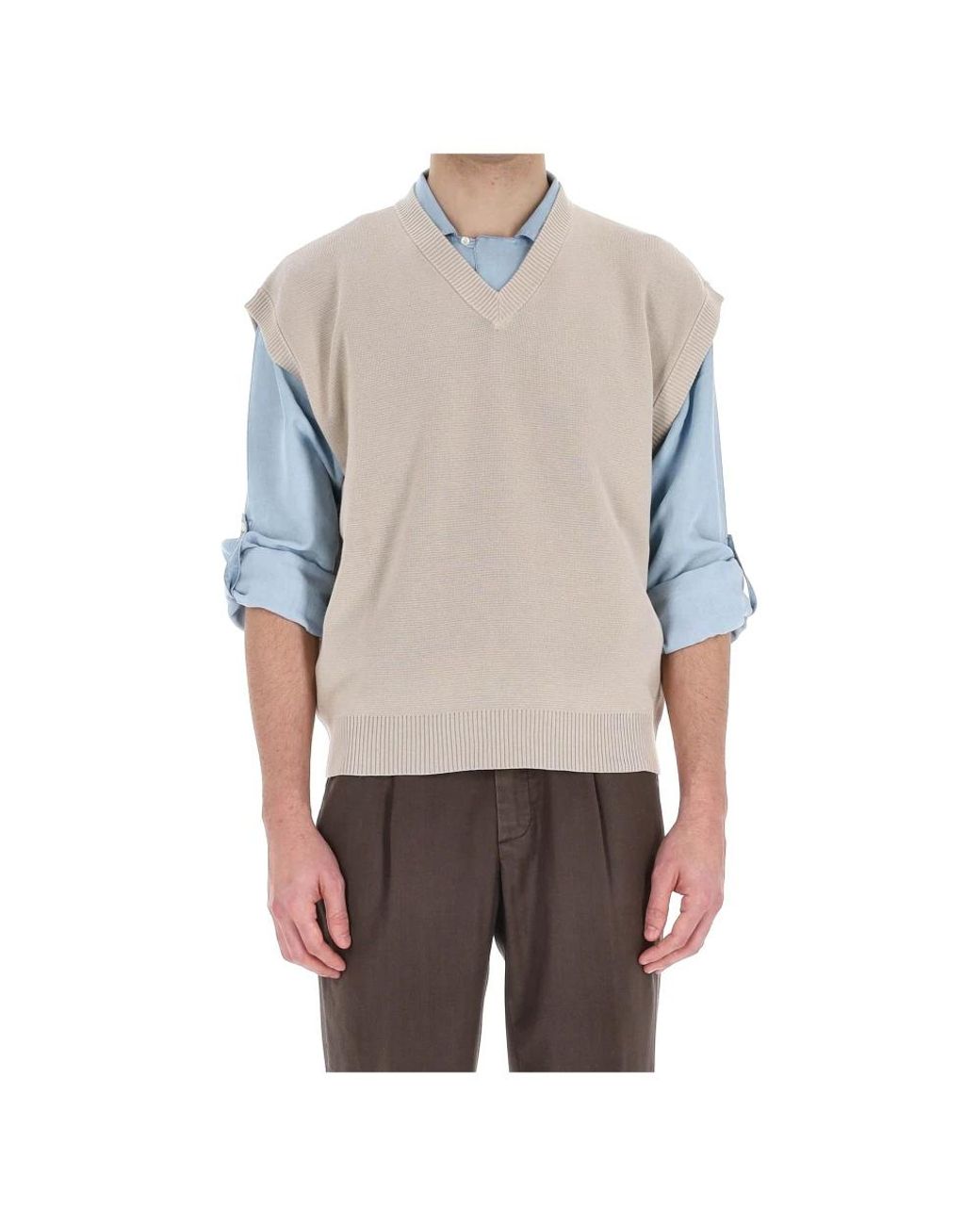 Roberto Collina Gray Sleeveless Jumpers for men
