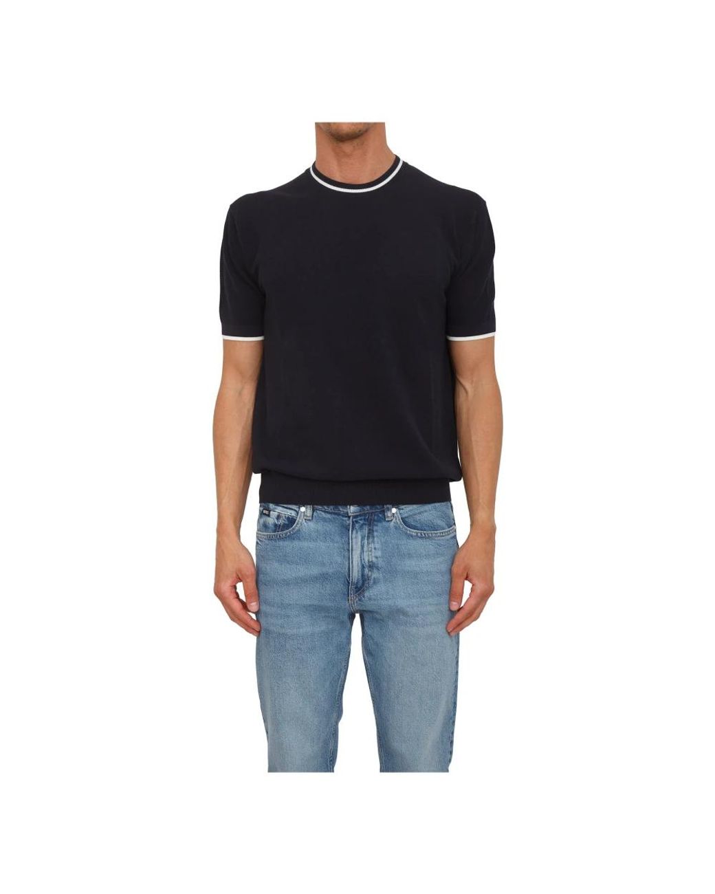 Paolo Pecora Black Round-Neck Knitwear for men