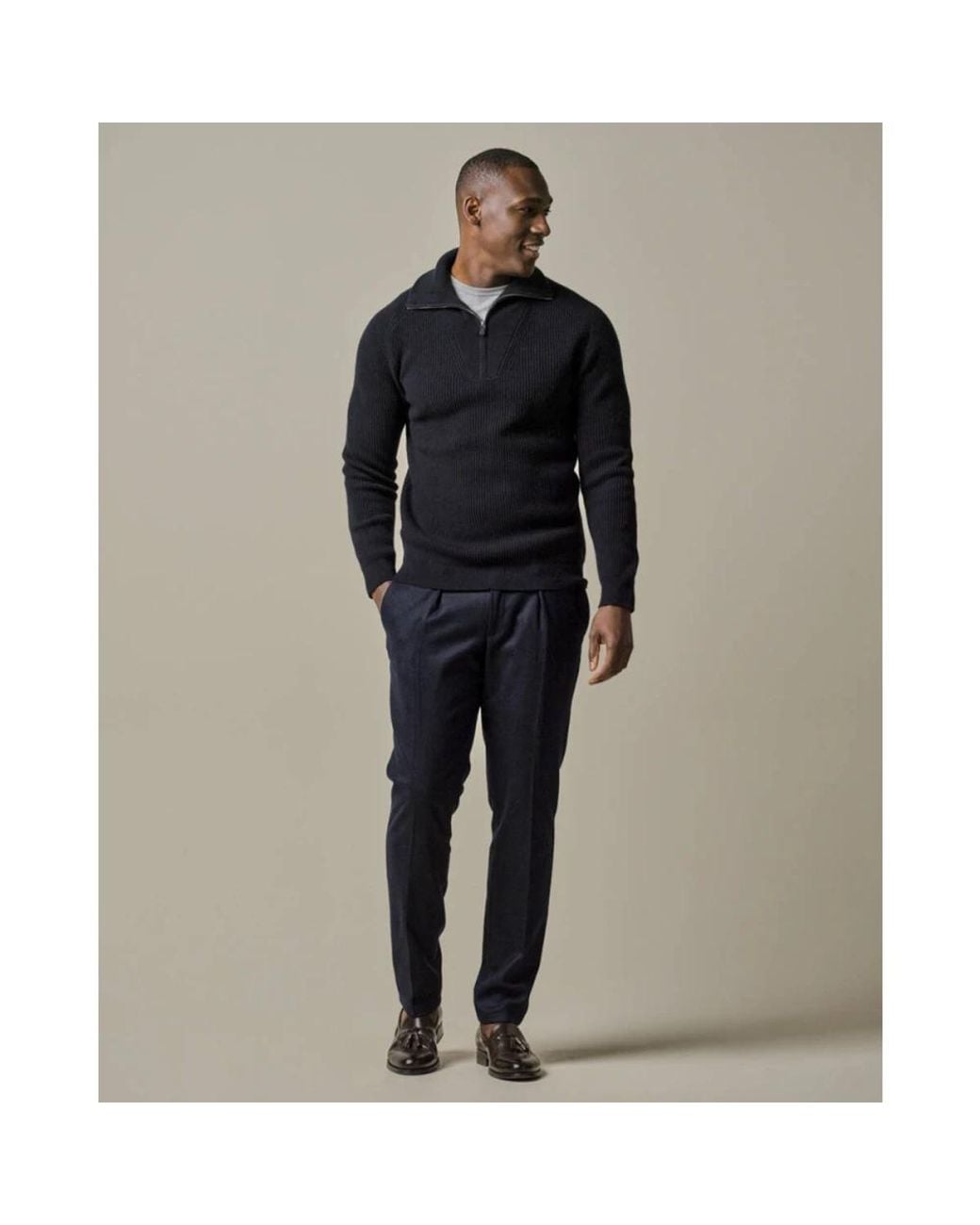 Profuomo Half Zip Pullover Sweater in het Blue voor heren