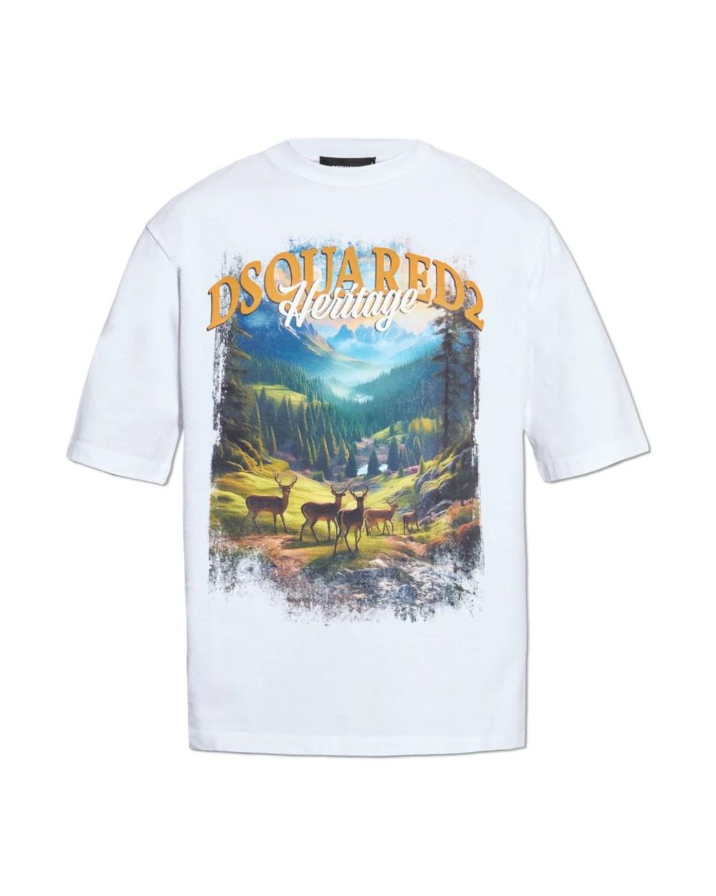 DSquared² Tops ,Wit ,Katoen T-Shirt Met Print in het Blue voor heren