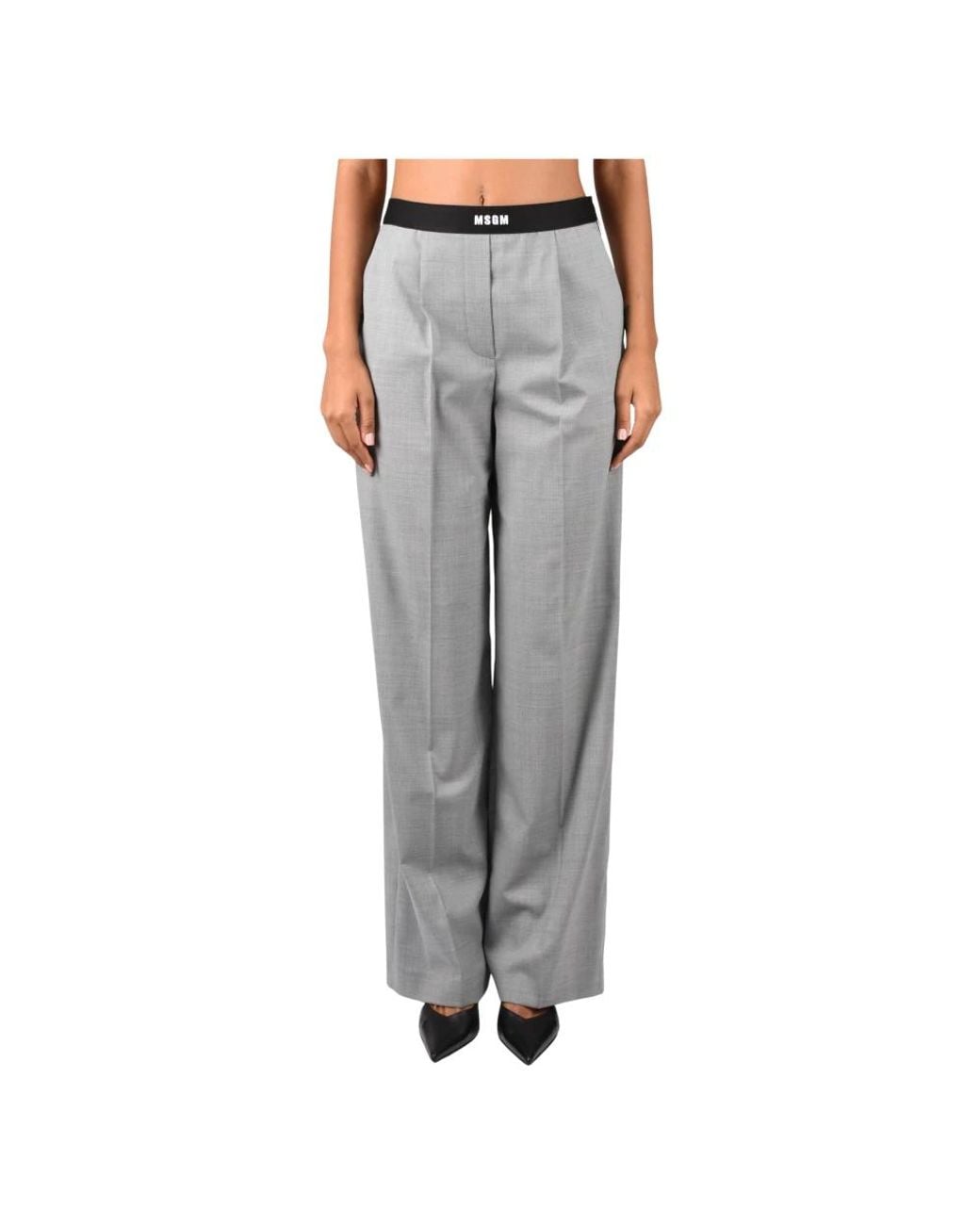 MSGM Gray Wide Trousers