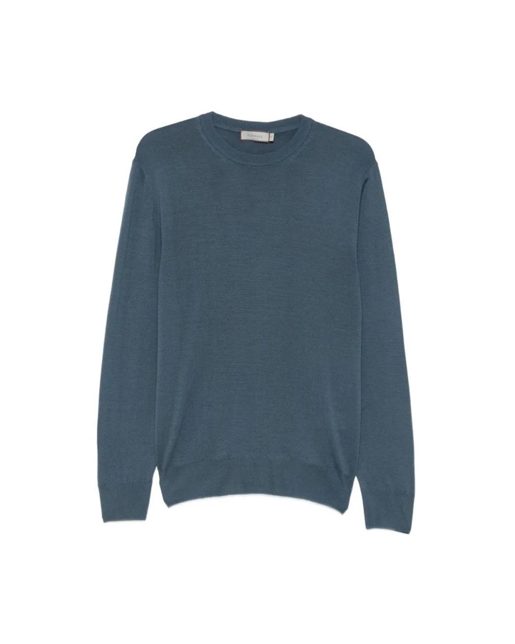 Canali Blue Round-Neck Knitwear for men