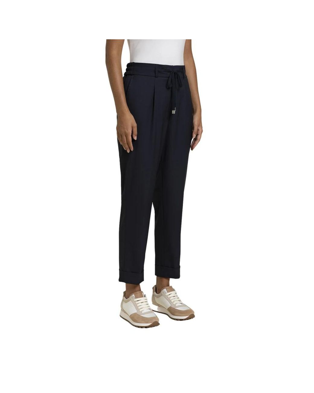Peserico Broeken ,Blauw ,Cropped Broek in het Black
