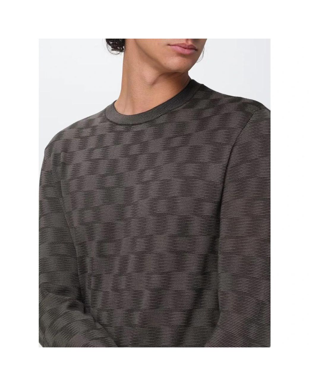 Emporio Armani Gray Round-Neck Knitwear for men