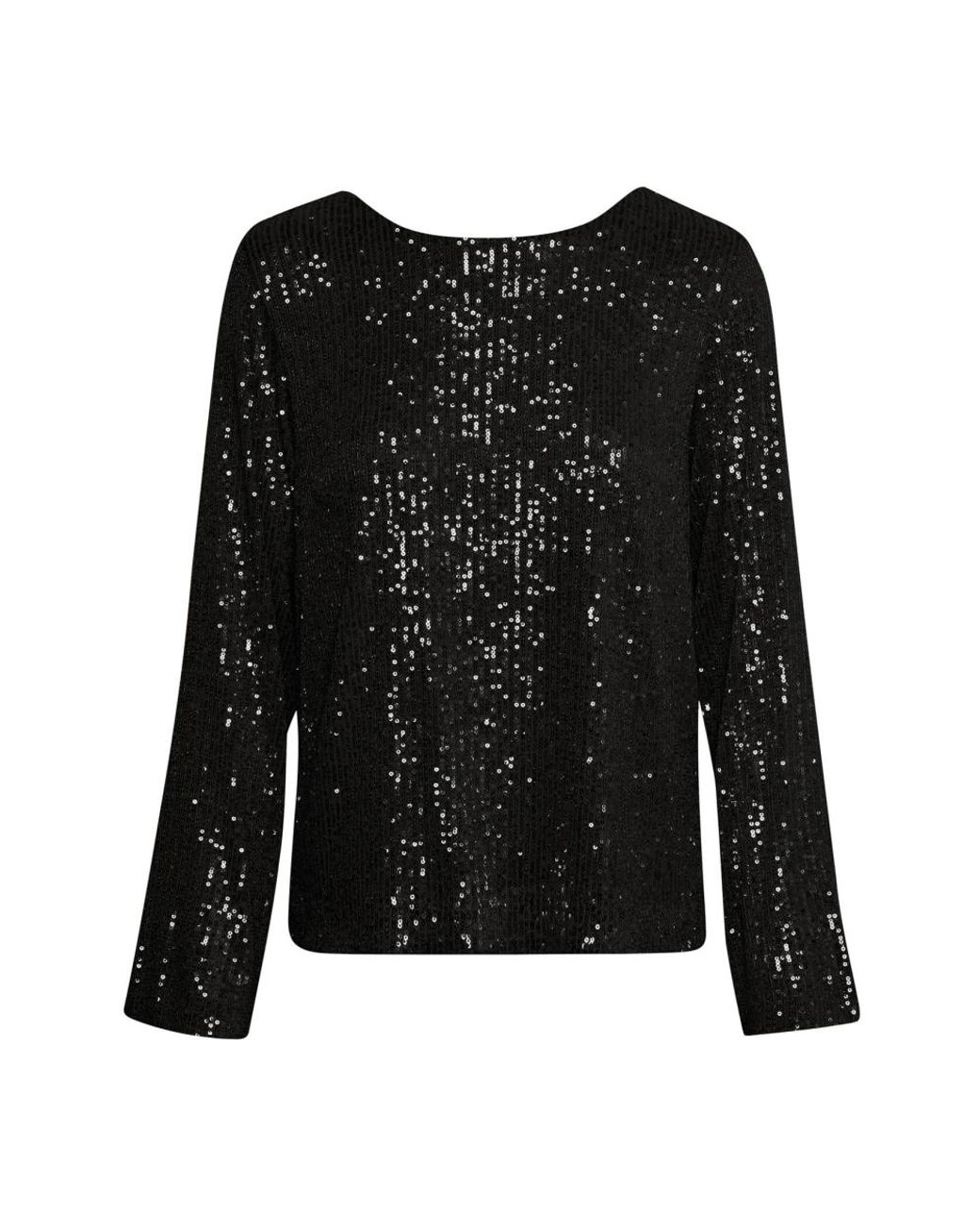 Part Two Pailletblouse Met V-Rug in het Black