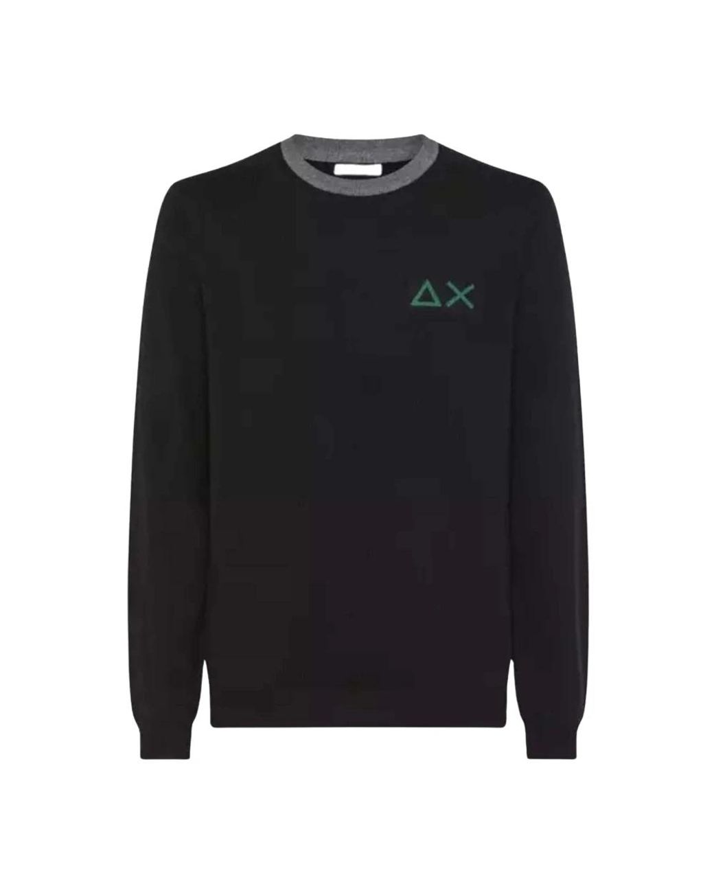 Sun 68 Rundhals-Strickpullover in Black für Herren