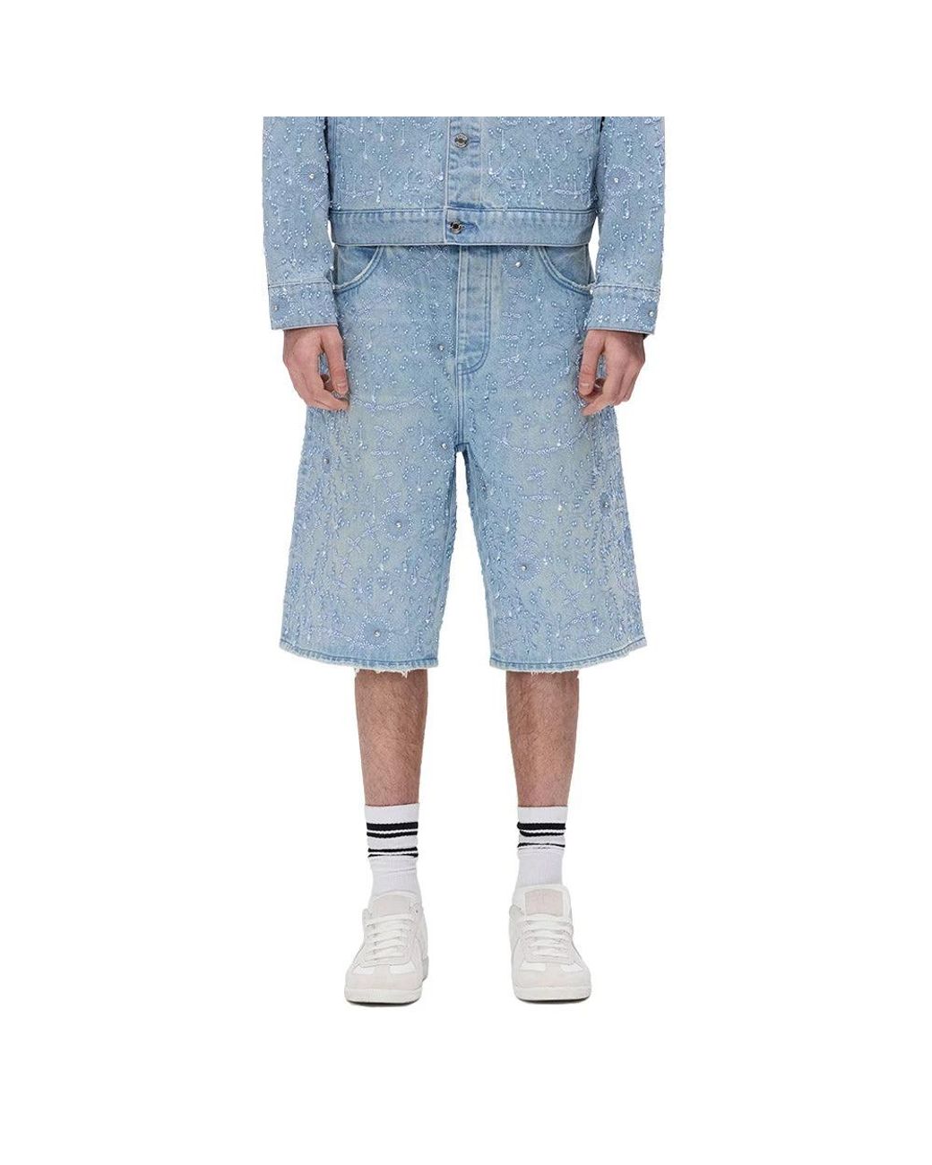 Purple Brand Blue Denim Shorts for men