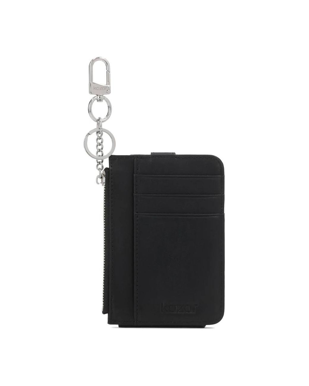 Kazar Accessoires ,Zwart ,Leer Kleine Zwarte Portemonnee Vastgemaakt Met Een Karabijnhaak in het Black