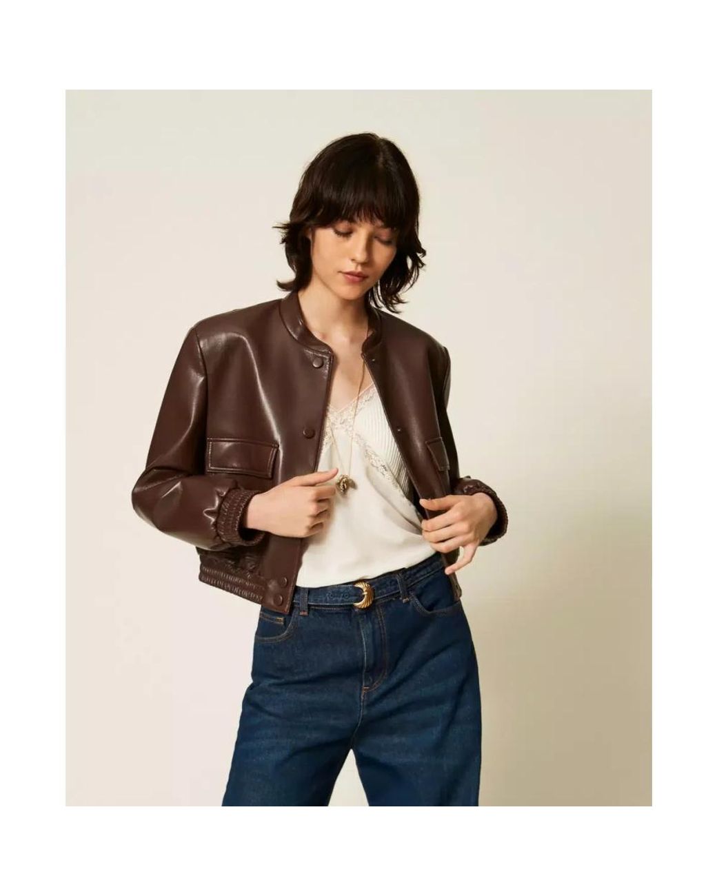 Twinset Brown Leather Jackets