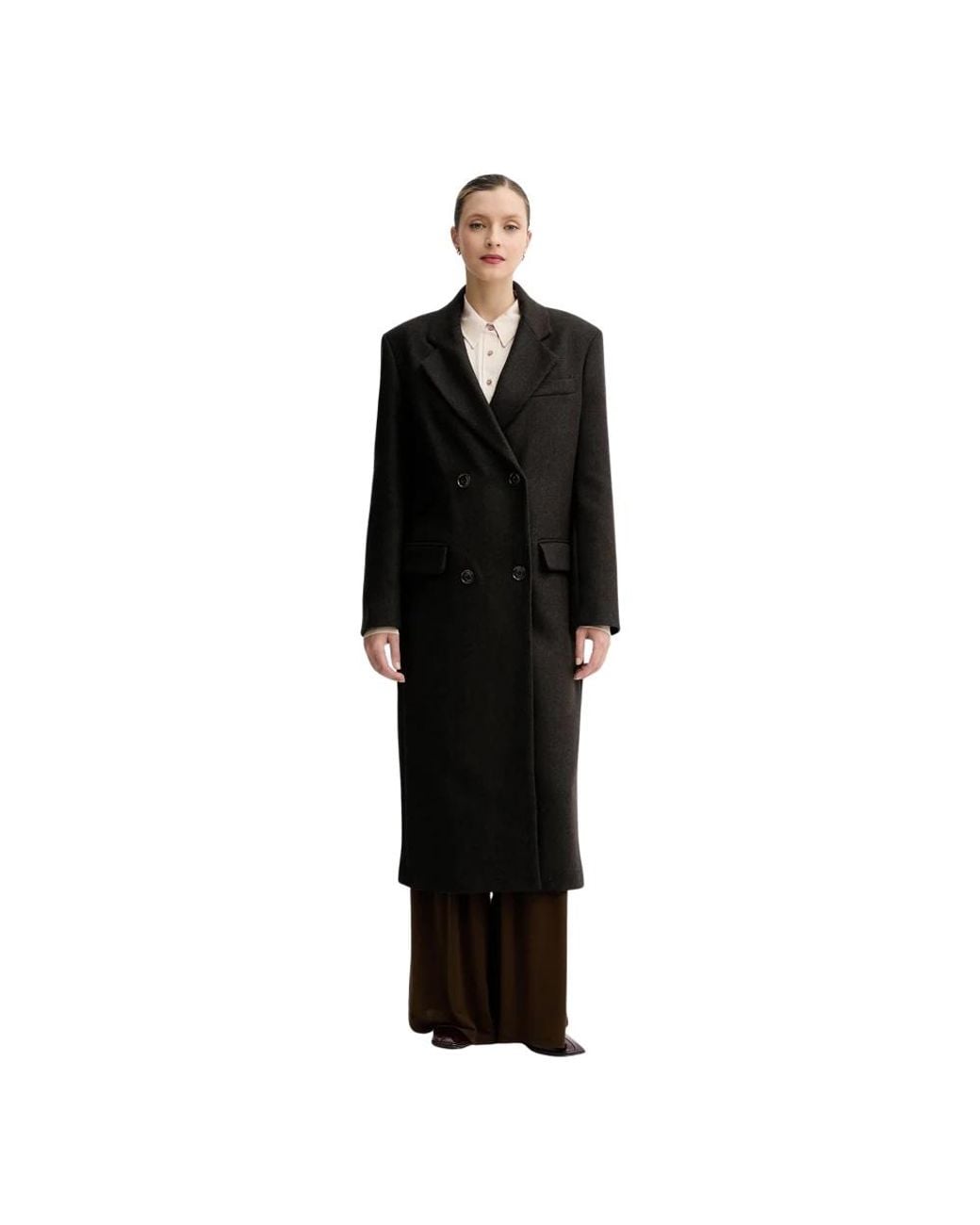 Sessun Black Double-Breasted Coats