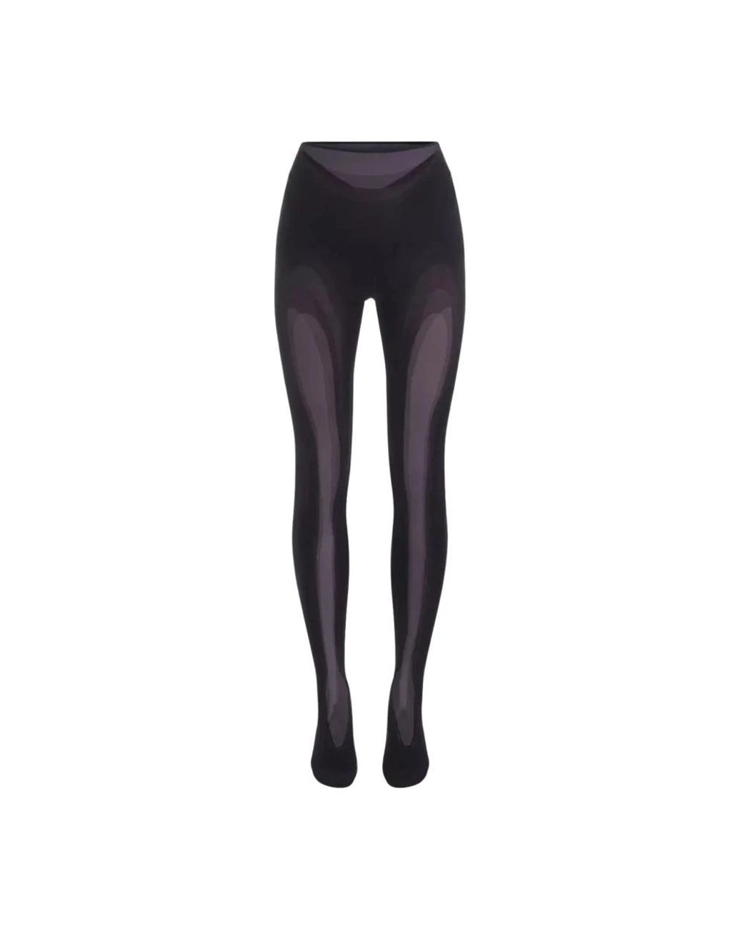 Mugler Broeken ,Zwart ,Mesh Leggings Hoge Taille Met Rits in het Blue