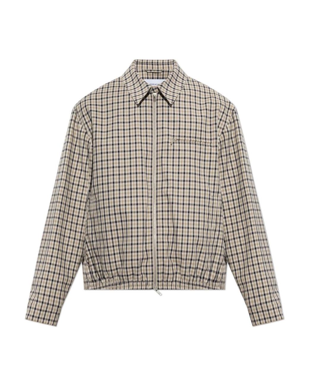 Ferragamo Checked Pattern Jacket in Gray für Herren