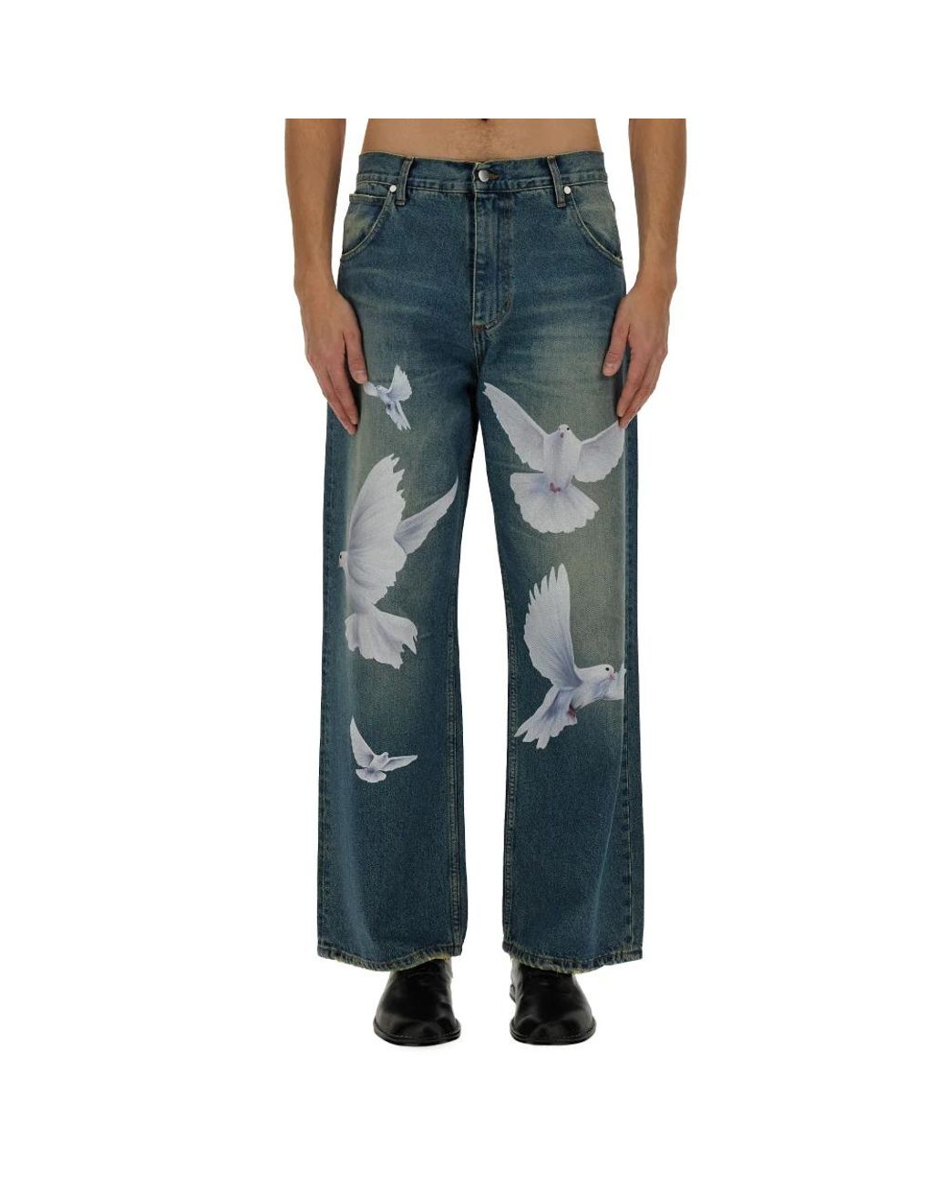 3.PARADIS Blue Wide Jeans for men