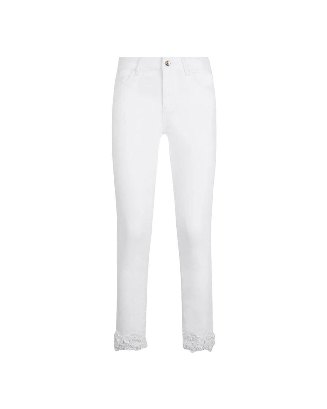 Liu Jo Broeken ,Wit ,Katoen Witte Capri Broek Met Gehaakt Detail in het White