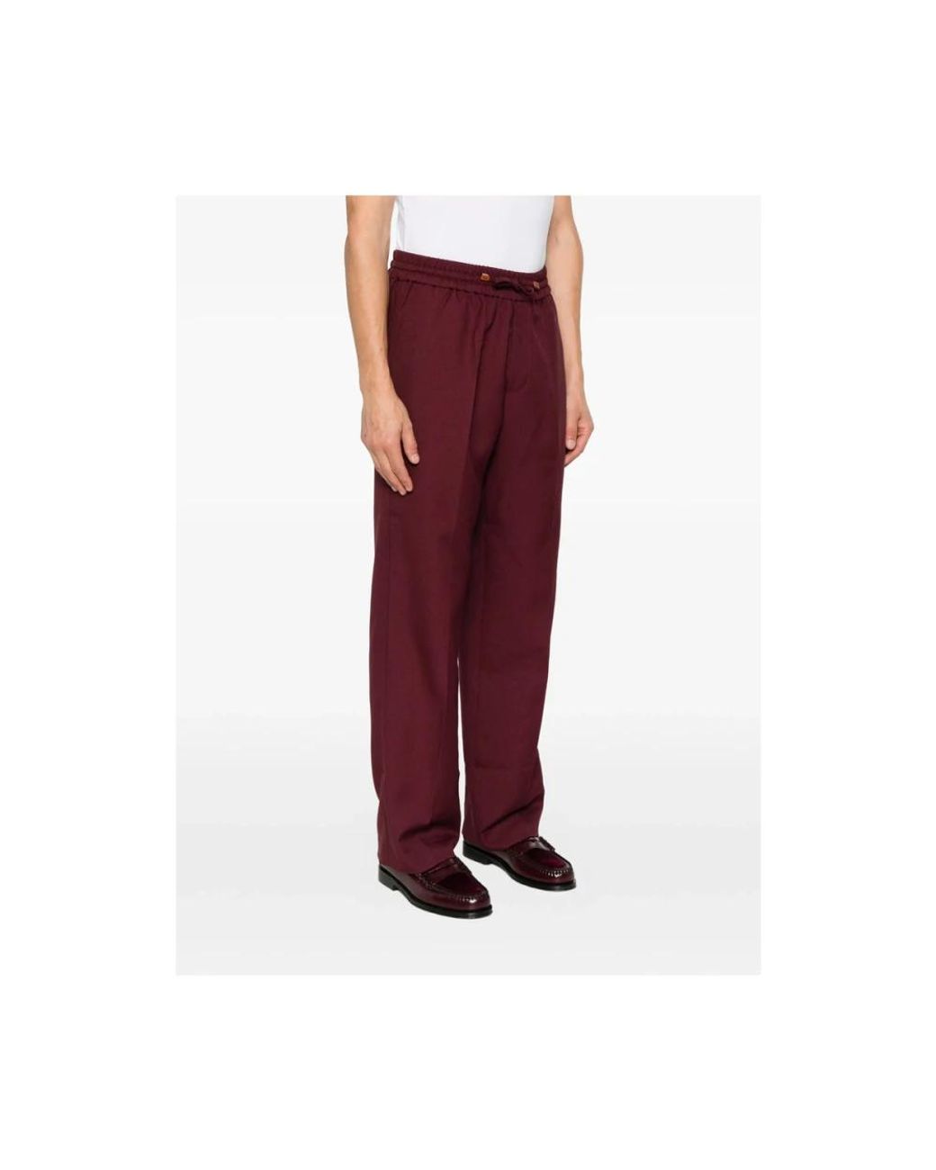 Drole de Monsieur Red Straight Trousers for men