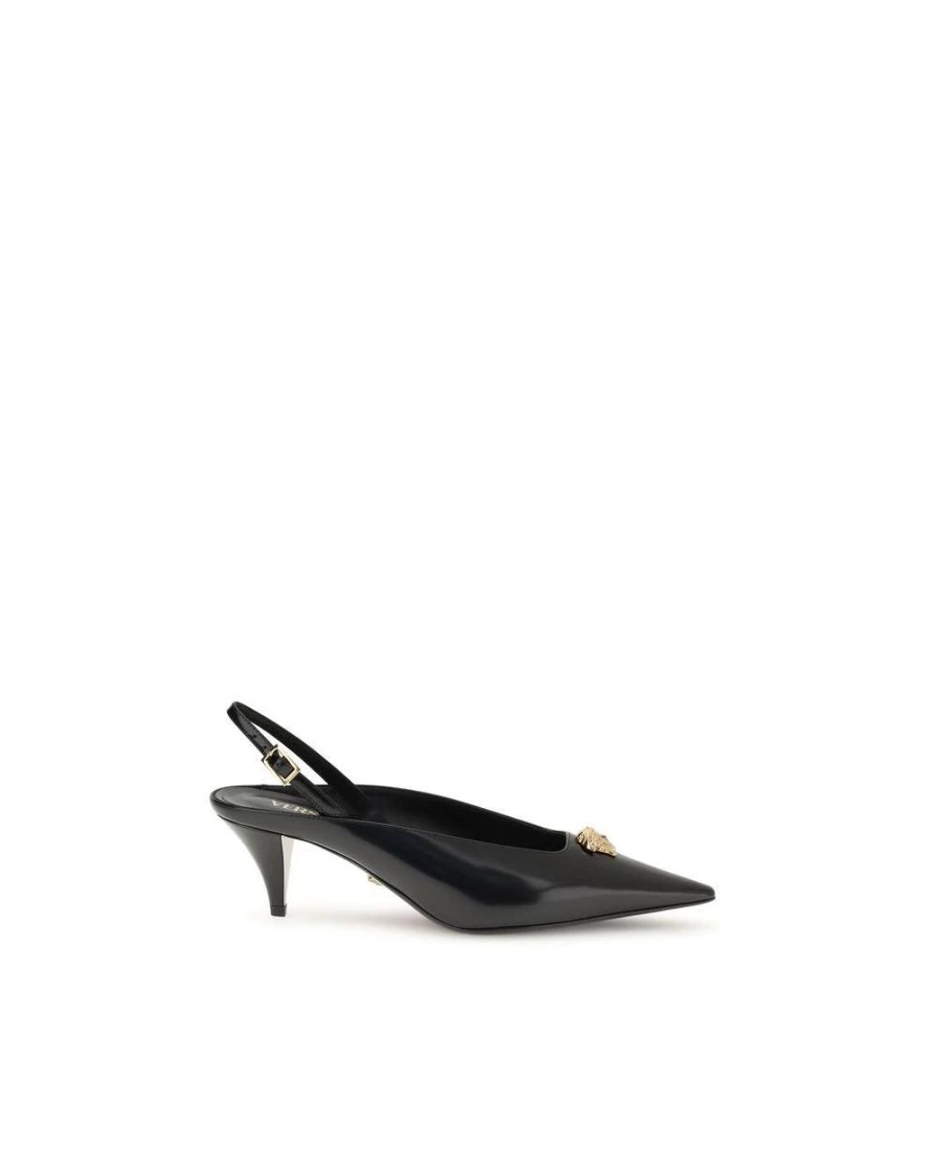 Versace Black Leather Mid Heel Pumps