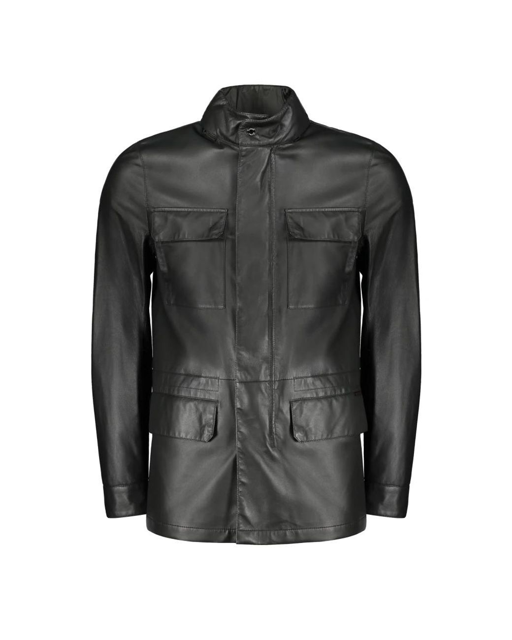 Moorer Black Leather Jackets for men