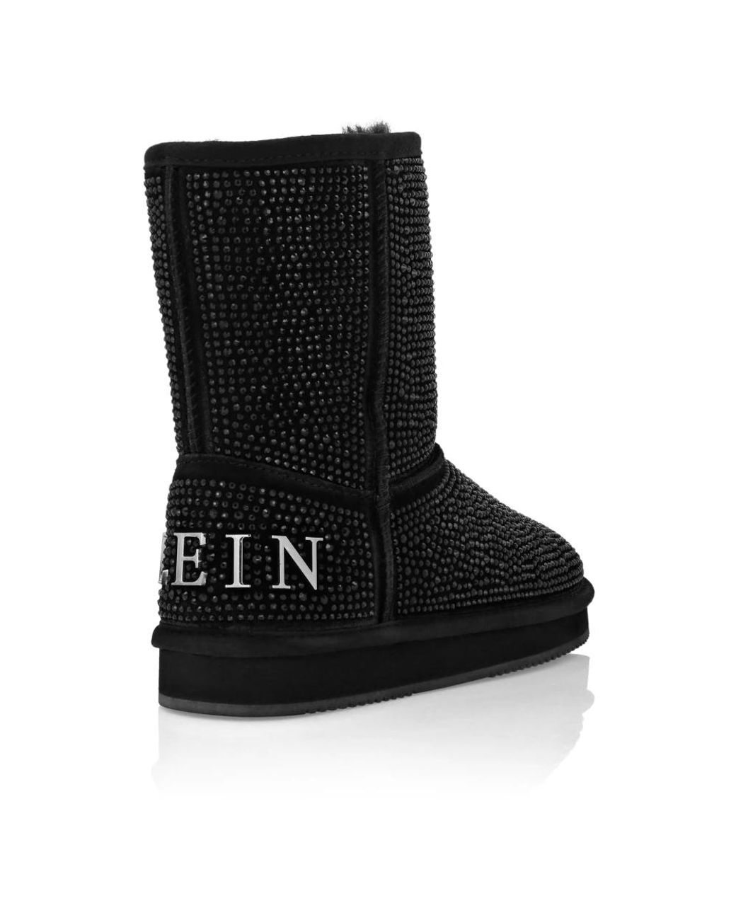 Philipp Plein Black Mid Flat Boots