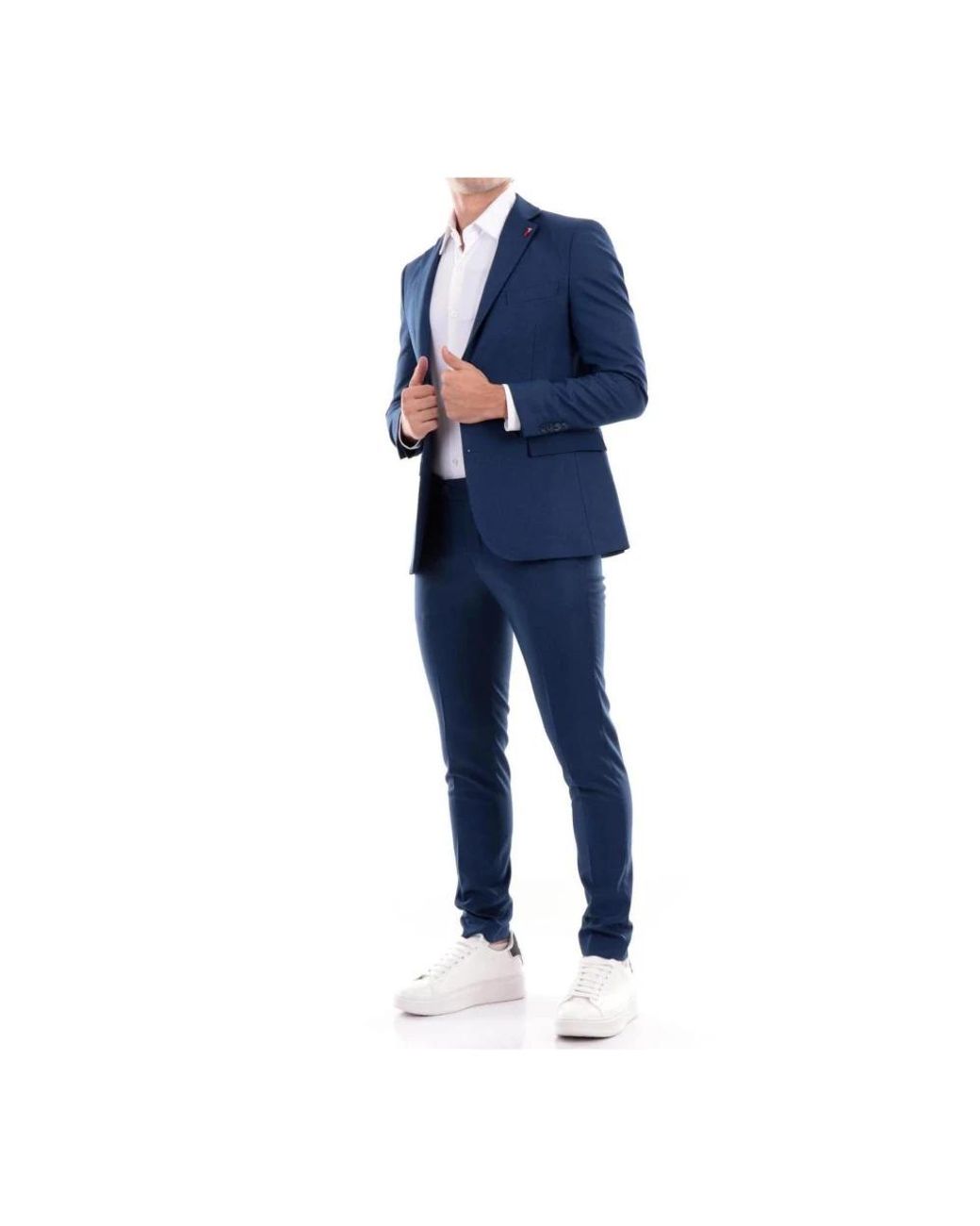 MULISH Blue Single Breasted Suits for men