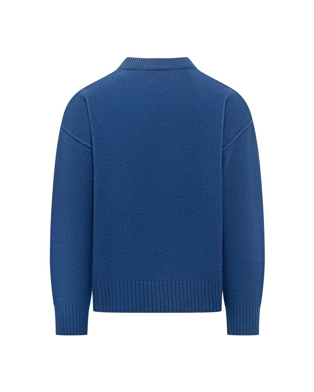 AMI Blue Round-Neck Knitwear for men