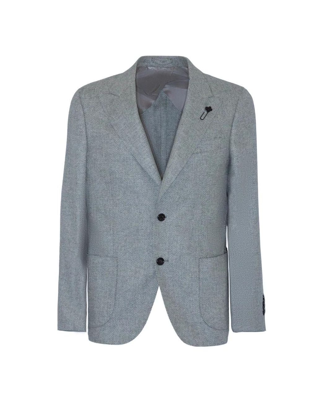 Lardini Jassen ,Grijs ,Wol Grijze Wol Kasjmier Blazer Herringbone Weefsel in het Blue voor heren