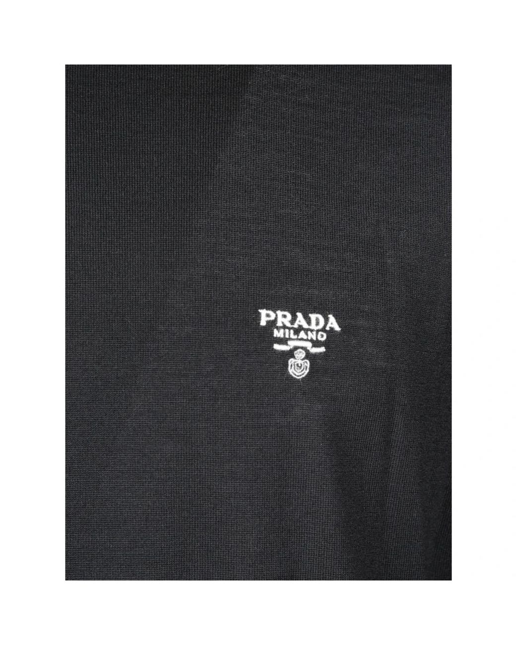 Prada Black Round-Neck Knitwear for men