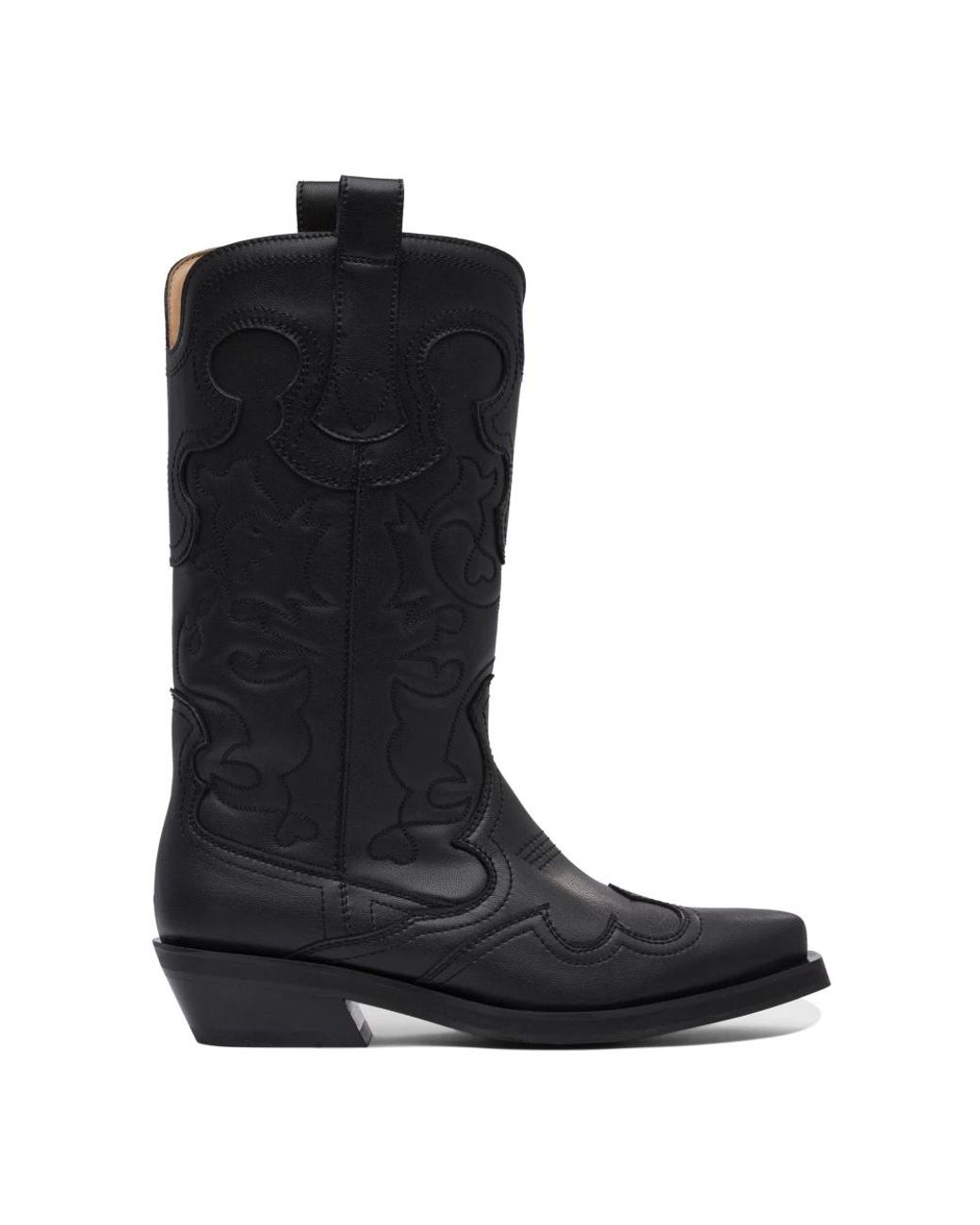 Ganni Black Cowboy & Biker Boots