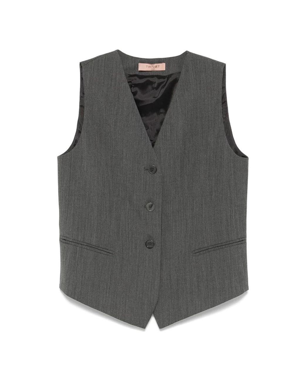 Twinset Kostuums ,Grijs ,Wol Elegante Grijze Wollen Vest in het Gray
