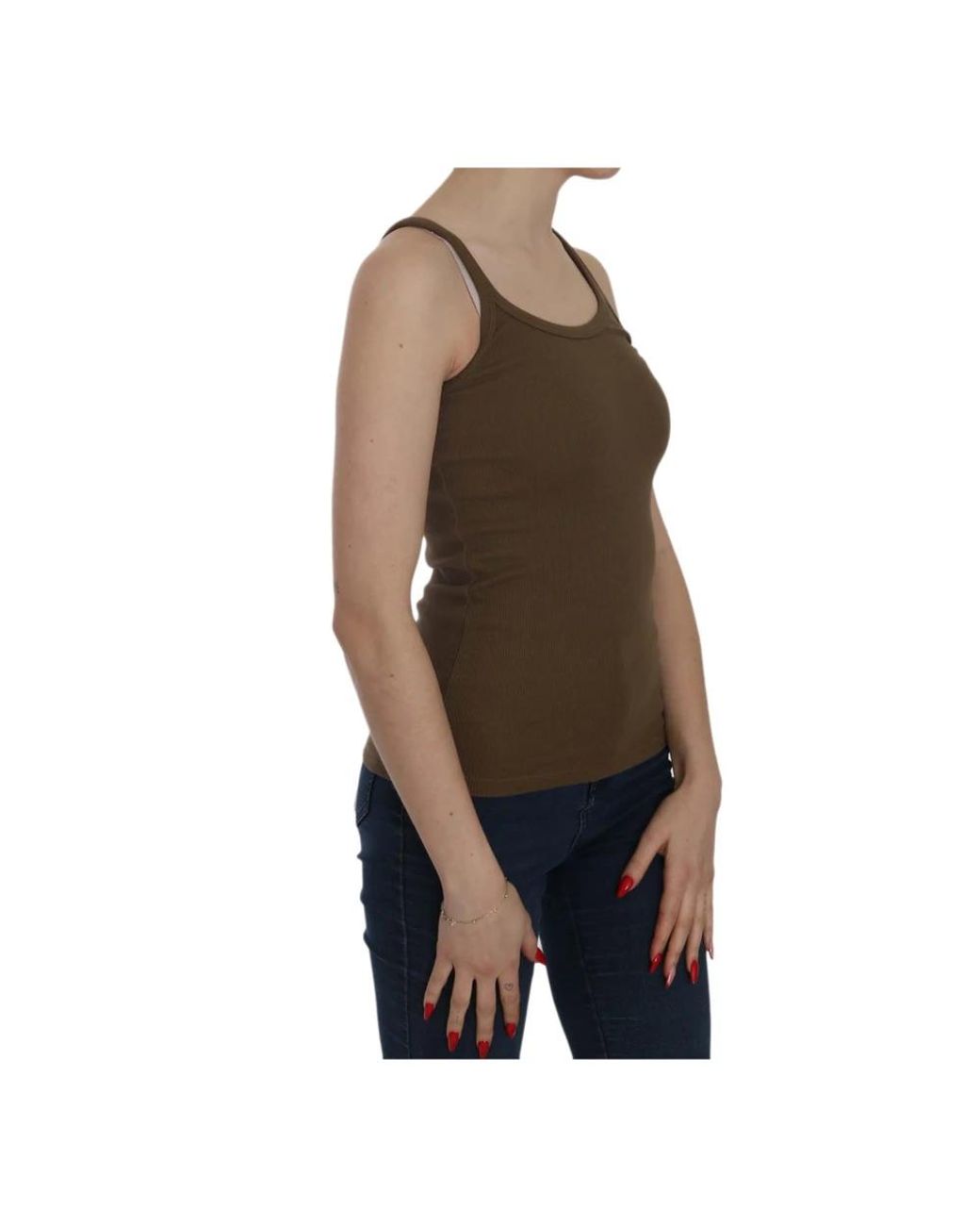 Pink Memories Brown Sleeveless Tops