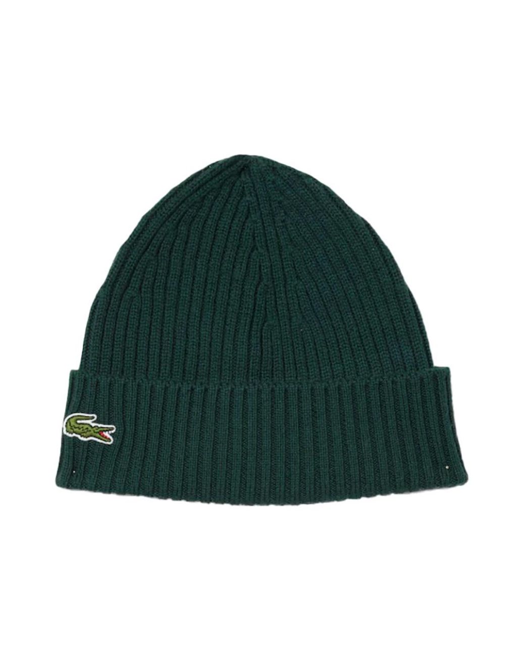 Lacoste Accessoires ,Groen ,Wol Klassieke Wollen Muts Met Groene Krokodil in het Green voor heren