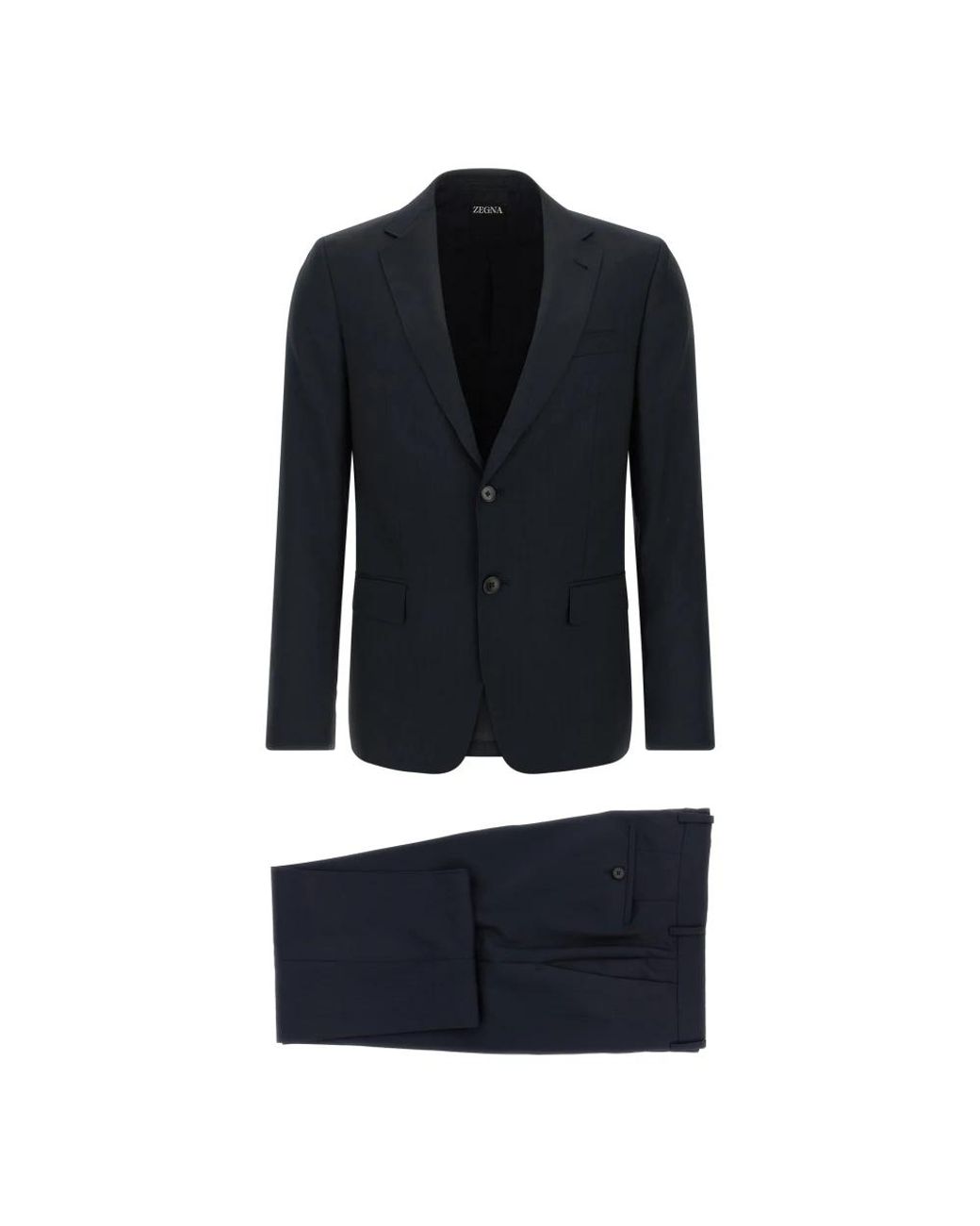 Zegna Blue Single Breasted Suits for men