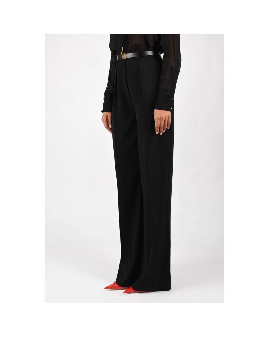 Elisabetta Franchi Black Wide Trousers