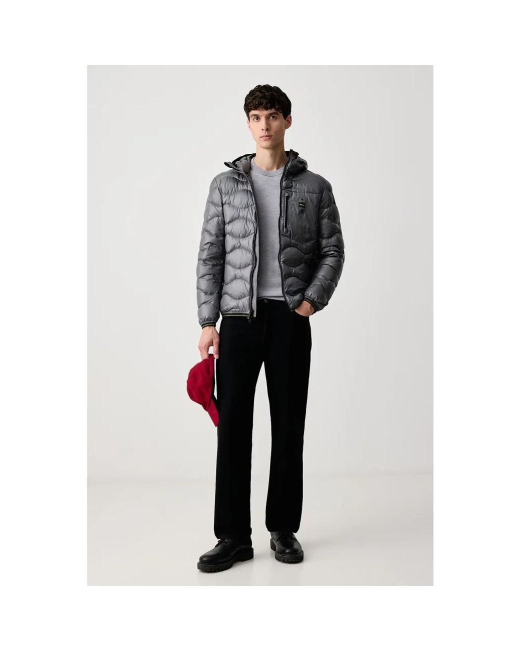 Down Jackets Blauer de hombre de color Gray